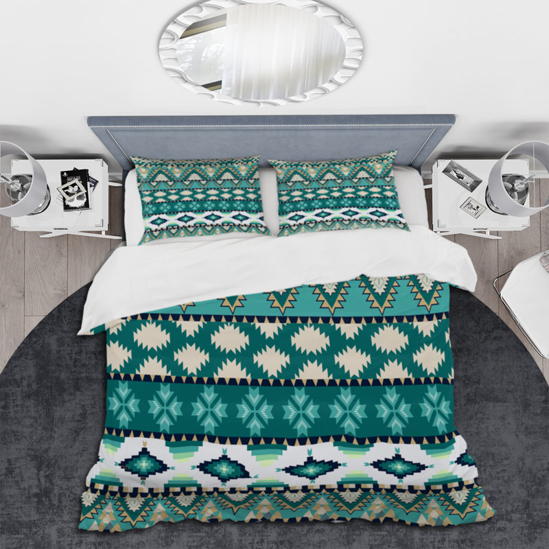 Aztec Geometrics - Ensemble de housse de couette moderne - Microfibre de polyester