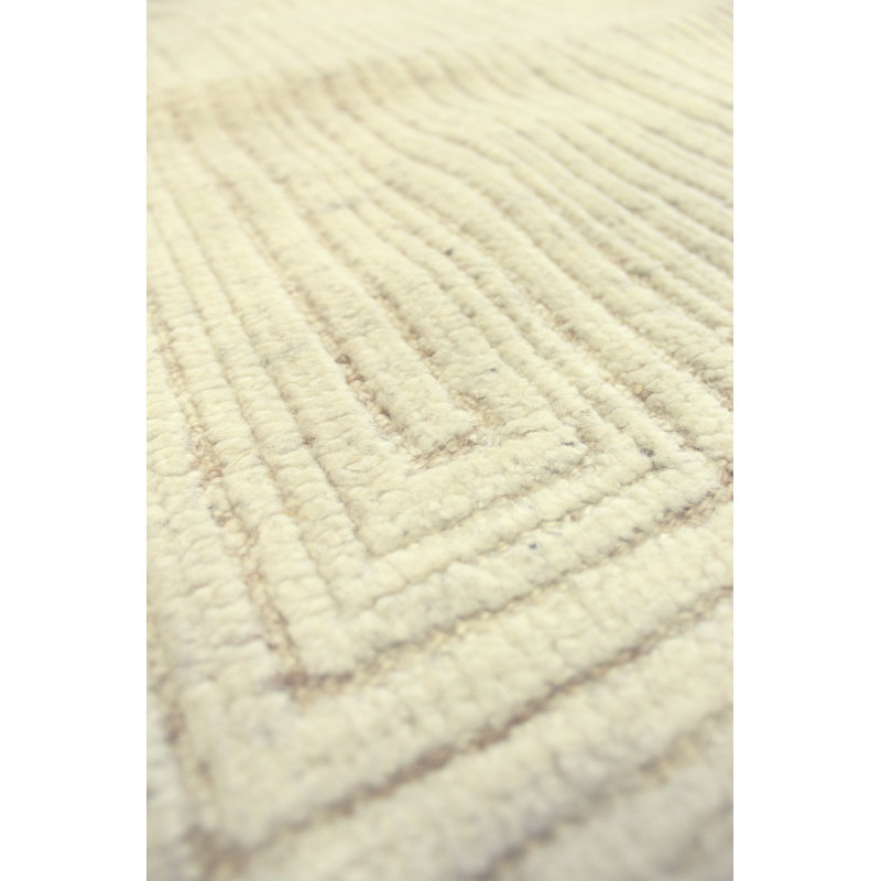 Pyramid Wool Geometric Area Rug in Ivory/Oat, Rectangle 9'11" x 14'