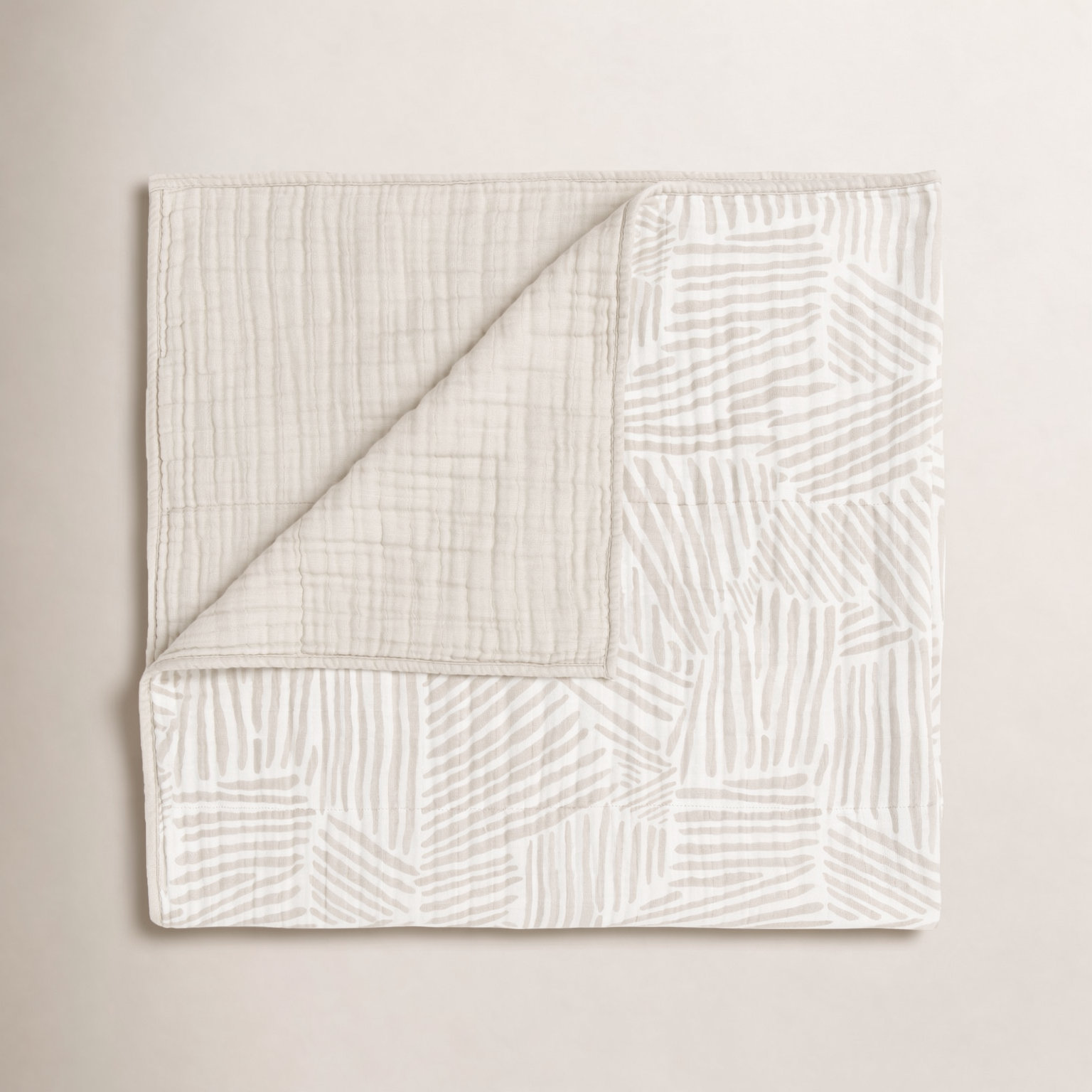 Oat Stripe 3-Layer Muslin Cotton Quilt