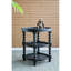 Table ronde avec tablettes - bois noir pour un charme rustique et deux rangements ouverts