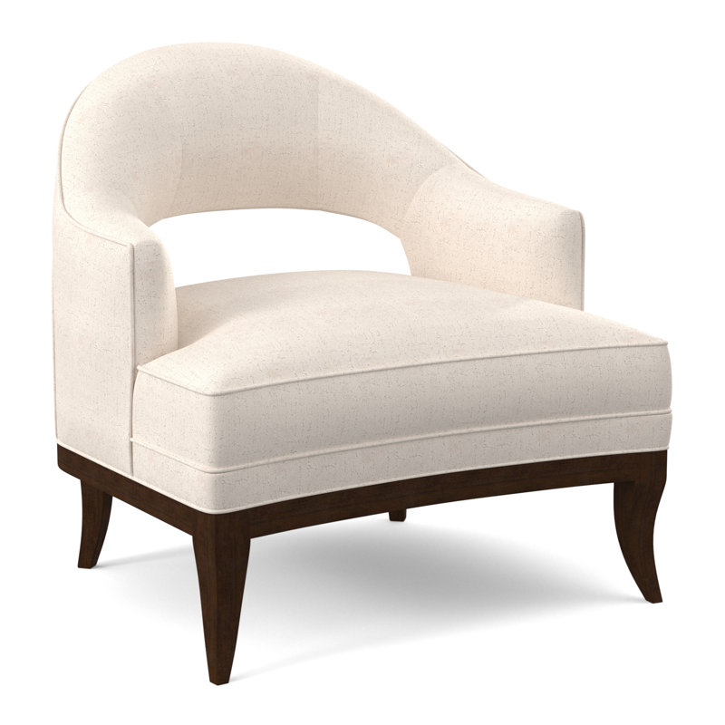 Fauteuil Mariposa, Noyer américain, 100% polyester ivoire Venise