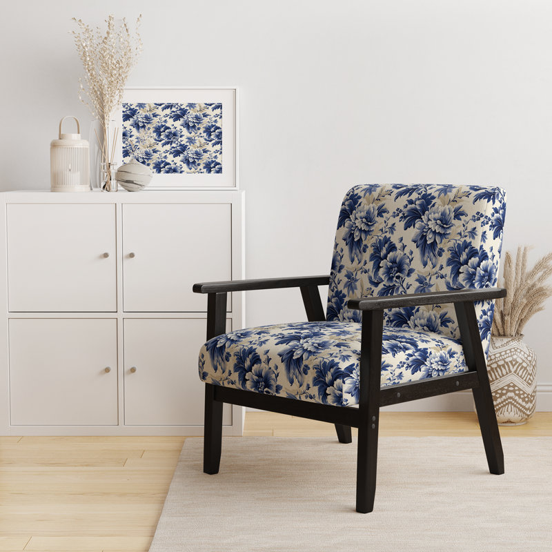 Chaise d'appoint florale Cobalt, Motif victorien damas bleu de cobalt royal VI