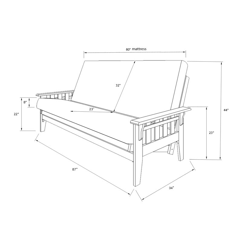 Futon avec matelas Stratford, Sentier de l'Oregon de couleur amande