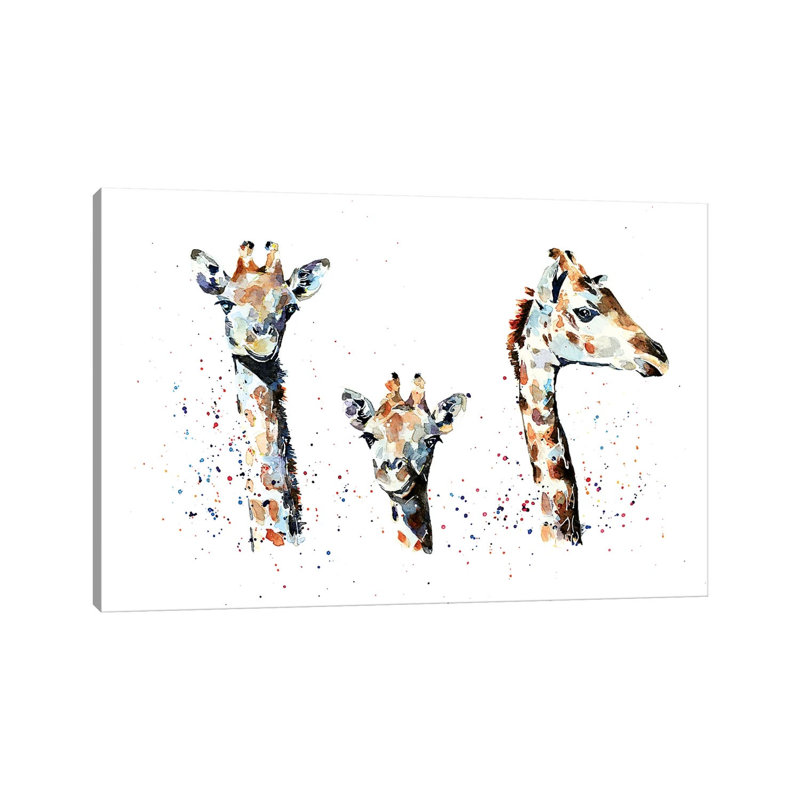 Tres Amigos Giraffees - Painting on Canvas, Wrapped Canvas, 66.04 cm H x 45.72 cm W x 3.175 cm D