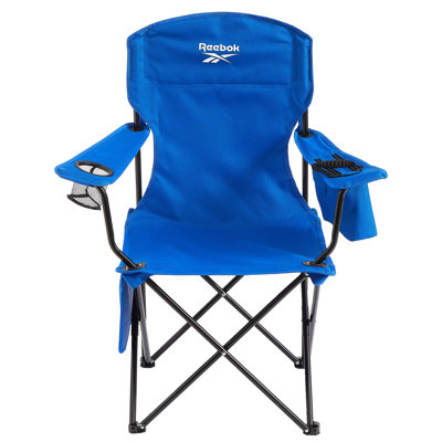  Folding Quad Camp Chair with Built-In Cooler, Cup Holder & Carry Bag, Portable Outdoor Camping Chair for Tailgating, Beach, Sports & Patio,Navy