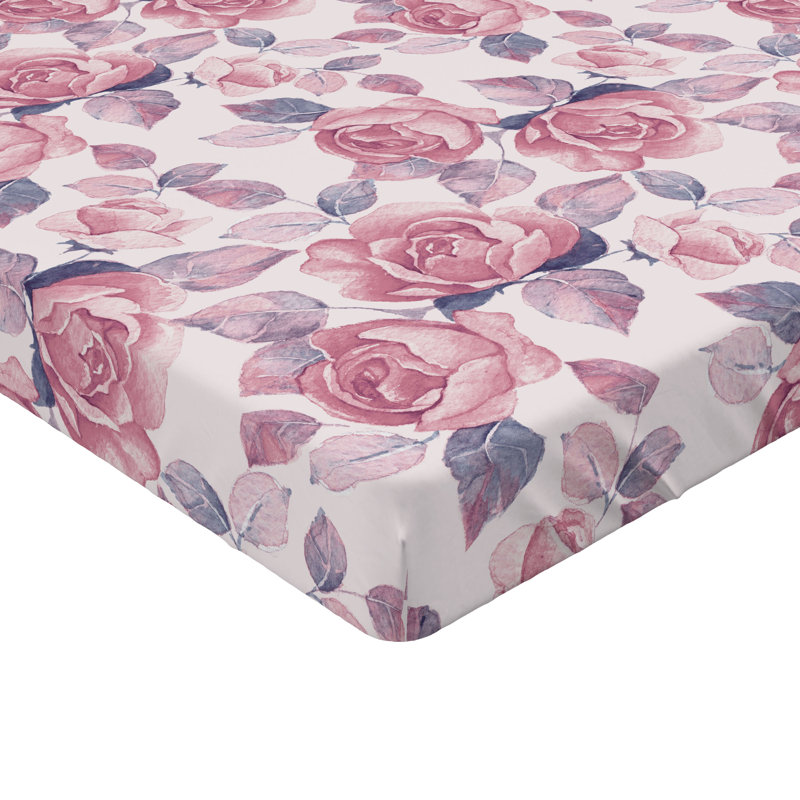 Drap-housse Ambesonne, Rosé, indigo, rose pastel / floral, Drap-housse grand