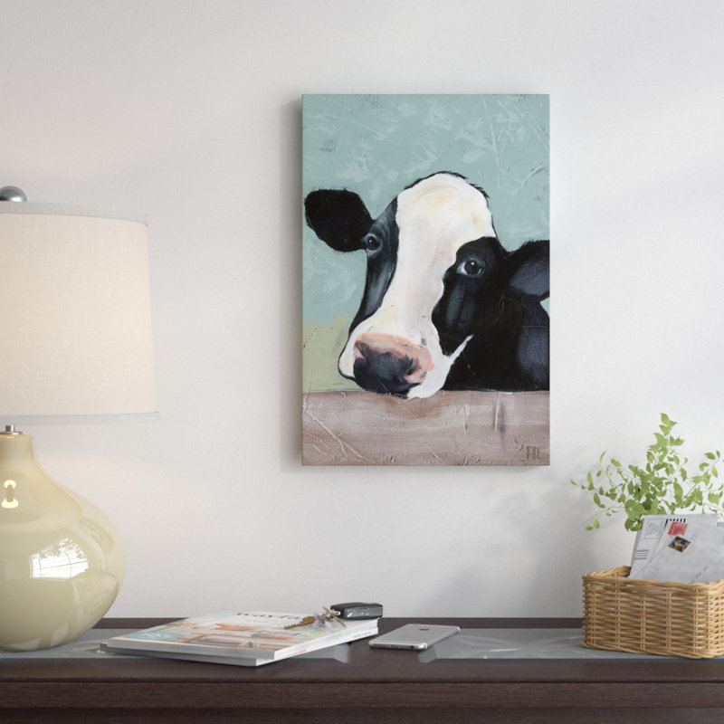 «Holstein Cow III», reproduction d'art sur toile, H 26 po x l 18 po x p 1,5 po, Toile avec cadre noir, Pas de tapis