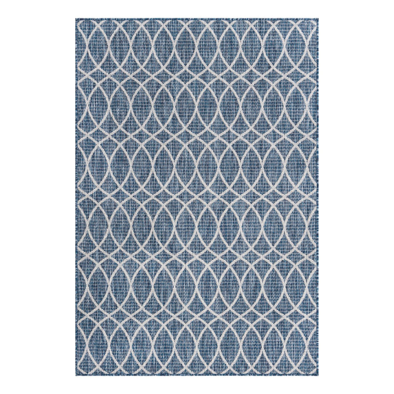Blue Gitter Indoor/Outdoor Trellis Rug, Rectangle 4' x 6'