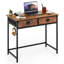 Space Saving Home Computer Desk With 2 Fabric Drawers 4 Hanging Hooks & Metal Frame -753151669