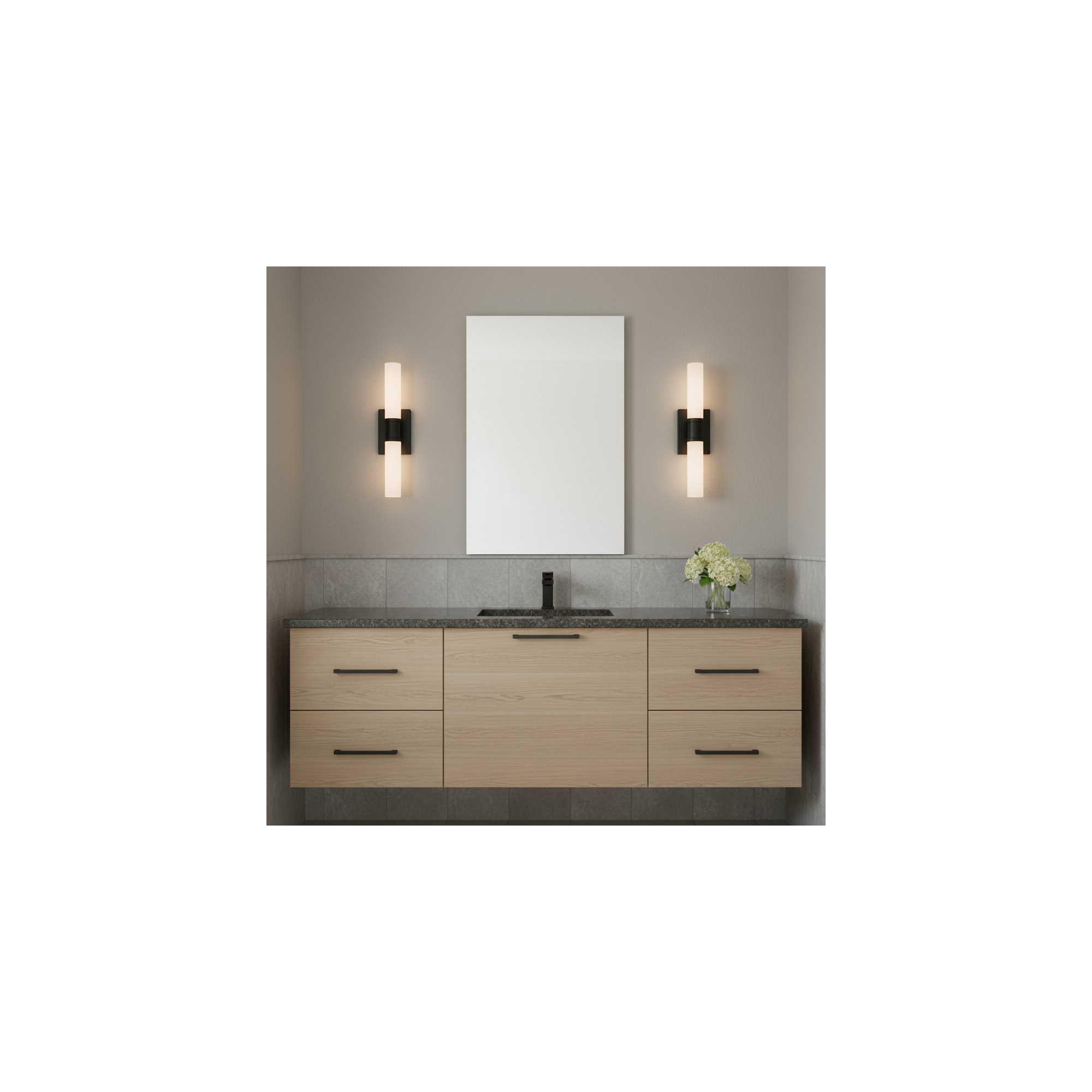 Evelien 2-Light Dimmable Metal Vanity Light, Midnight Black, 60 W, 20" H x 5" W x 3.63" D