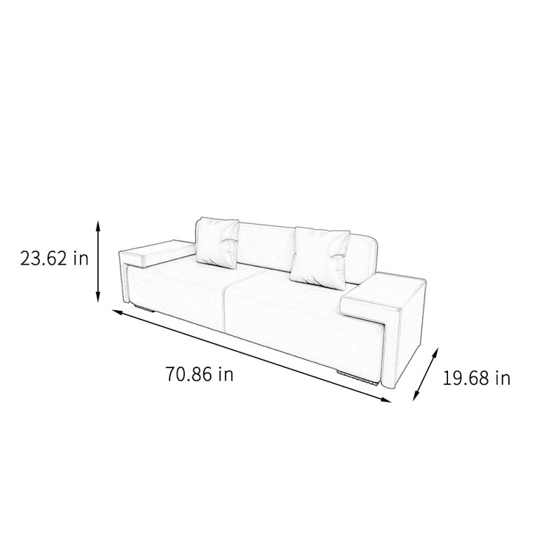 Knarr, Gray, 23.62" H x 19.68" Dx 70.86" W