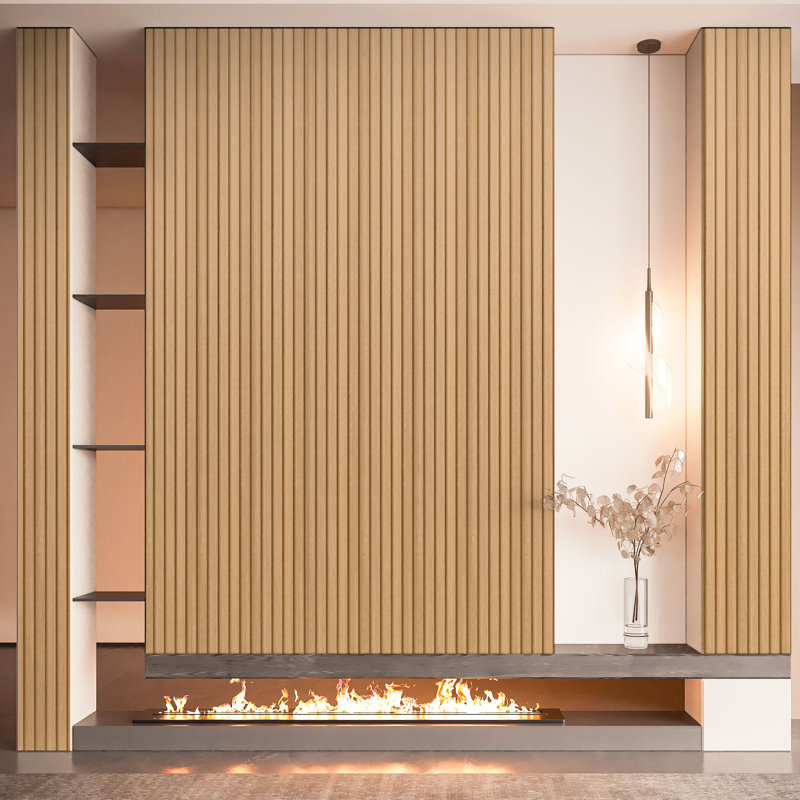 Paquet de 6 panneaux muraux en bois aggloméré 94,49 po x 7,44 po, panneaux de fibres à densité moyenne pour décoration intérieure moderne (29,29 pieds carrés / caisse)