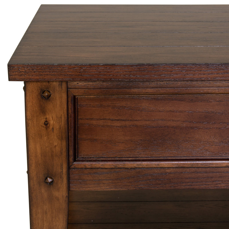 Table de bout Laron avec 1 tiroir et pieds fuselés, Brun