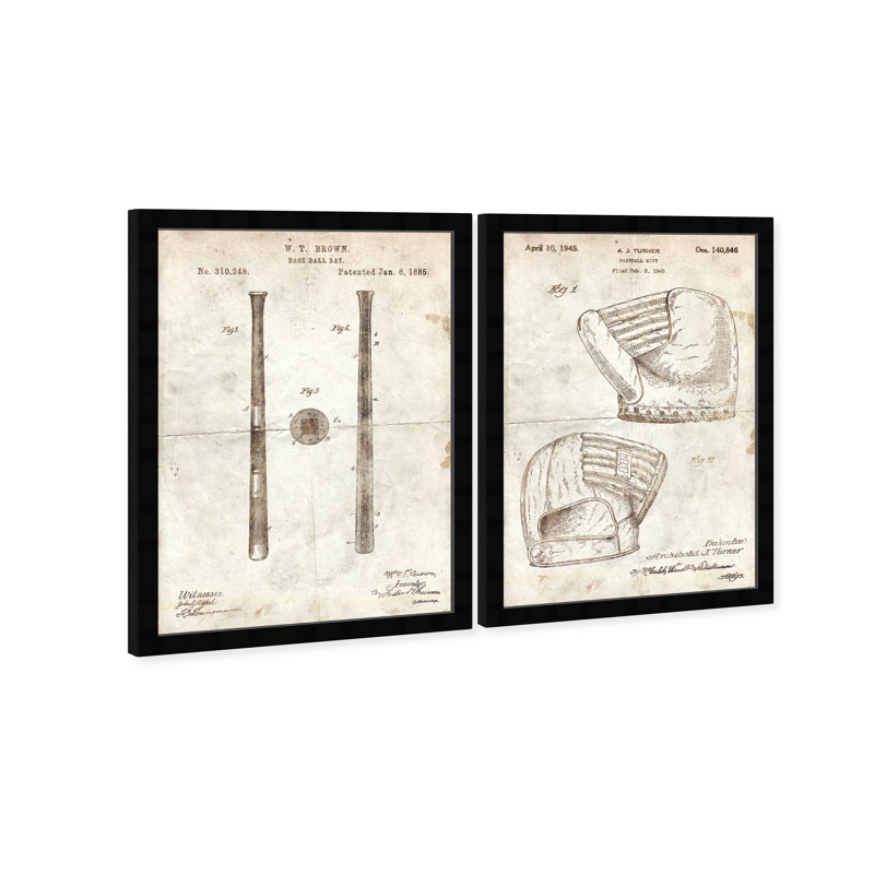 " Baseball Blueprint Set " 2 - Pieces, Black