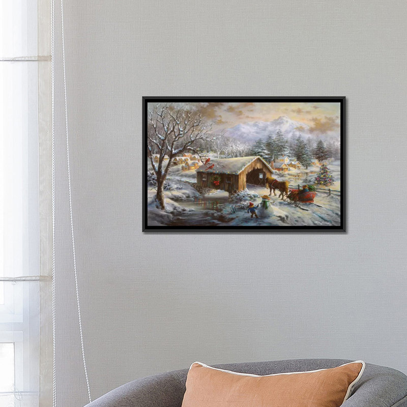 « recouvert bridge », reproduction d’art sur toile, H 18 po x l 26 po x P 1,5 po, Toile avec cadre noir, Pas de tapis