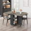 Table de salle à manger à rallonge rabattable avec tablette de rangement à 2 niveaux et 6 roulettes verrouillables, pour 4 à 6 personnes, bureau pliable peu encombrant pour la cuisine, la salle à manger et le petit appartement, gris Carlo-130824325