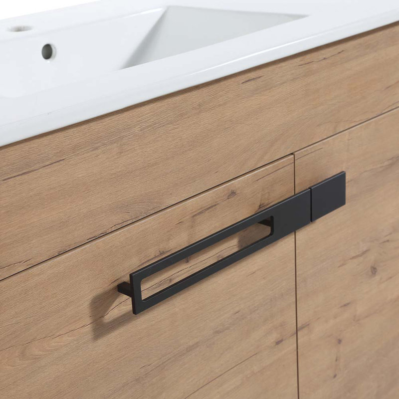 30 Inch Bathroom Vanity with Sink, Freestanding Bathroom Vanity or Floating is Optional, Imitative Oak