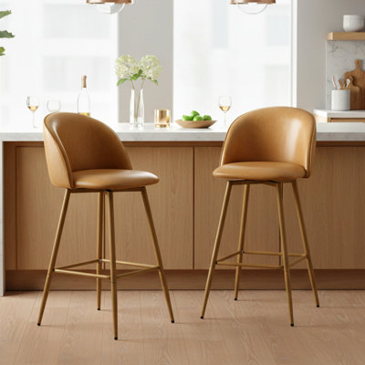 Cusick 26" Seat Height Swivel Upholstered Counter Stools Barstool with Backrest Footrest for Kitchen Island Dining Room