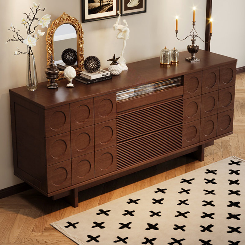 Buffet en bois de noyer massif, H 31,1 po x l 70,87 po x P 15,75 po, Noyer