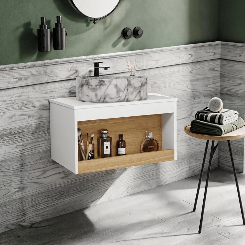 Meuble-lavabo flottant 24 "Aura (RTA) Aura, L 23,63 po, Blanc / Gris