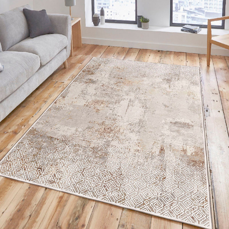 Soft Cotton Area Rug, 2.6 x 9.8 Feet | 100% Antibacterial Fabric, 1200 g/m² | Pile Height: 0.4 in, Total Thickness: 0.3 in | Non-Slip PVC Underside, Machine Washable, Cream Color | Perfect for Living Room & Bedroom Decor