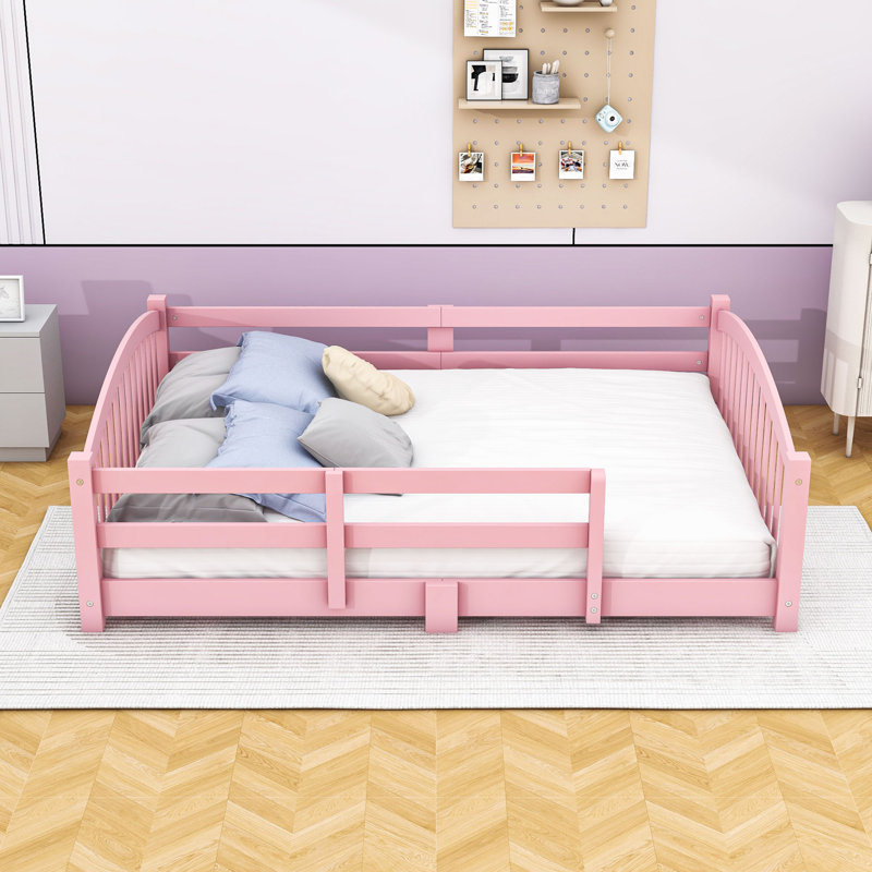 Lit en bois Montessori, Lit double, Rose