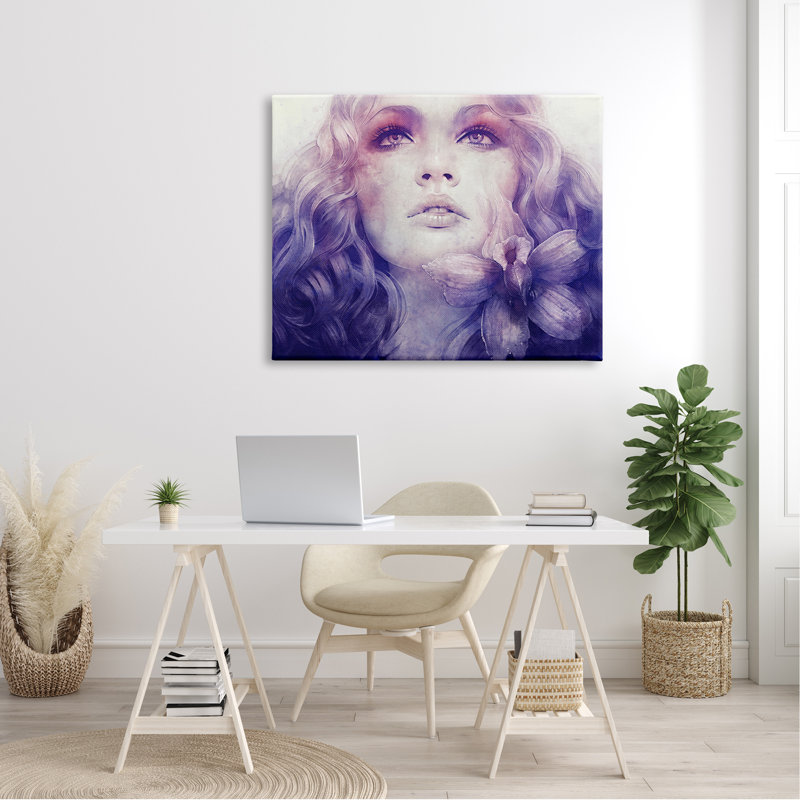 Fleur mauve vive, fleur qui coule les cheveux, L 48 po x H 48 po, Plaque murale