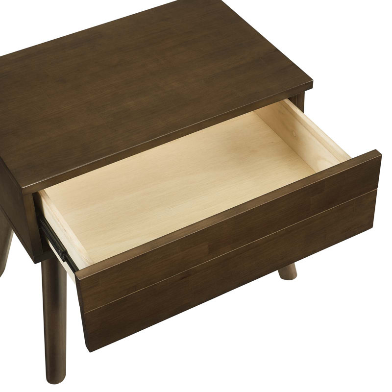 Everly 23.5" Walnut Wood Mid-Century Modern Nightstand