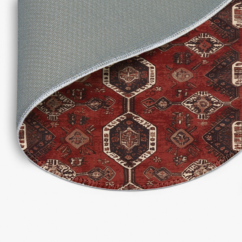 Tapis turc intérieur et extérieur brun, Rond 5 pi
