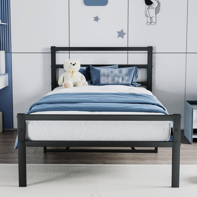 Metal Platform Bed Frame With Headboard (twin) - No Box Spring, Modern Design, Silent Attached , Quiet Nighttime Resting