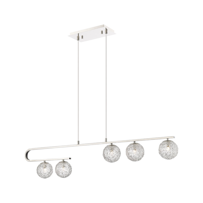 Gilah - 5 lumières pour îlot suspendu 45 po - finition nickel satiné, Nickel poli