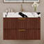 Meuble-lavabo flottant moderne de 30 po avec plateau en pierre frittée sans soudure et lavabo en céramique-781525876