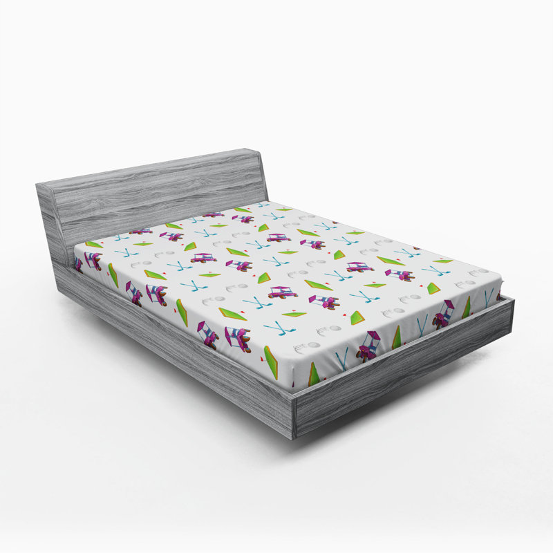 Microfiber Fitted Sheet, Queen Fitted Sheet, Purple/Green, Golf 1