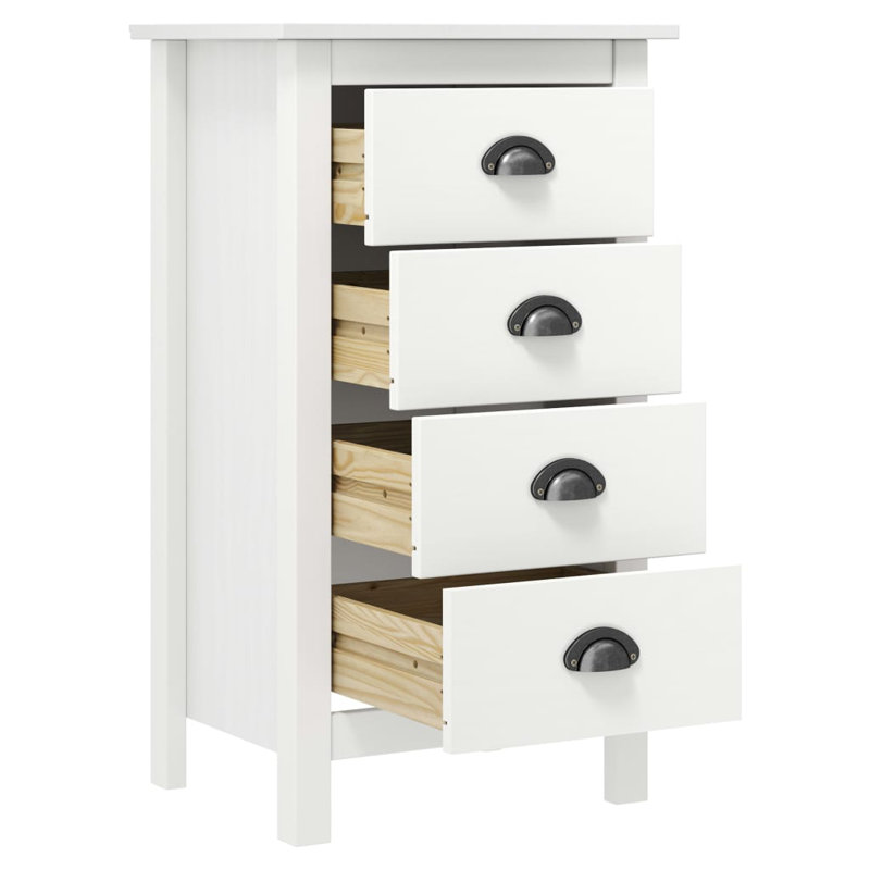 Hill Sideboard - 18.1" Solid Pine Wood Storage Cabinet, 31.5" Tall, White