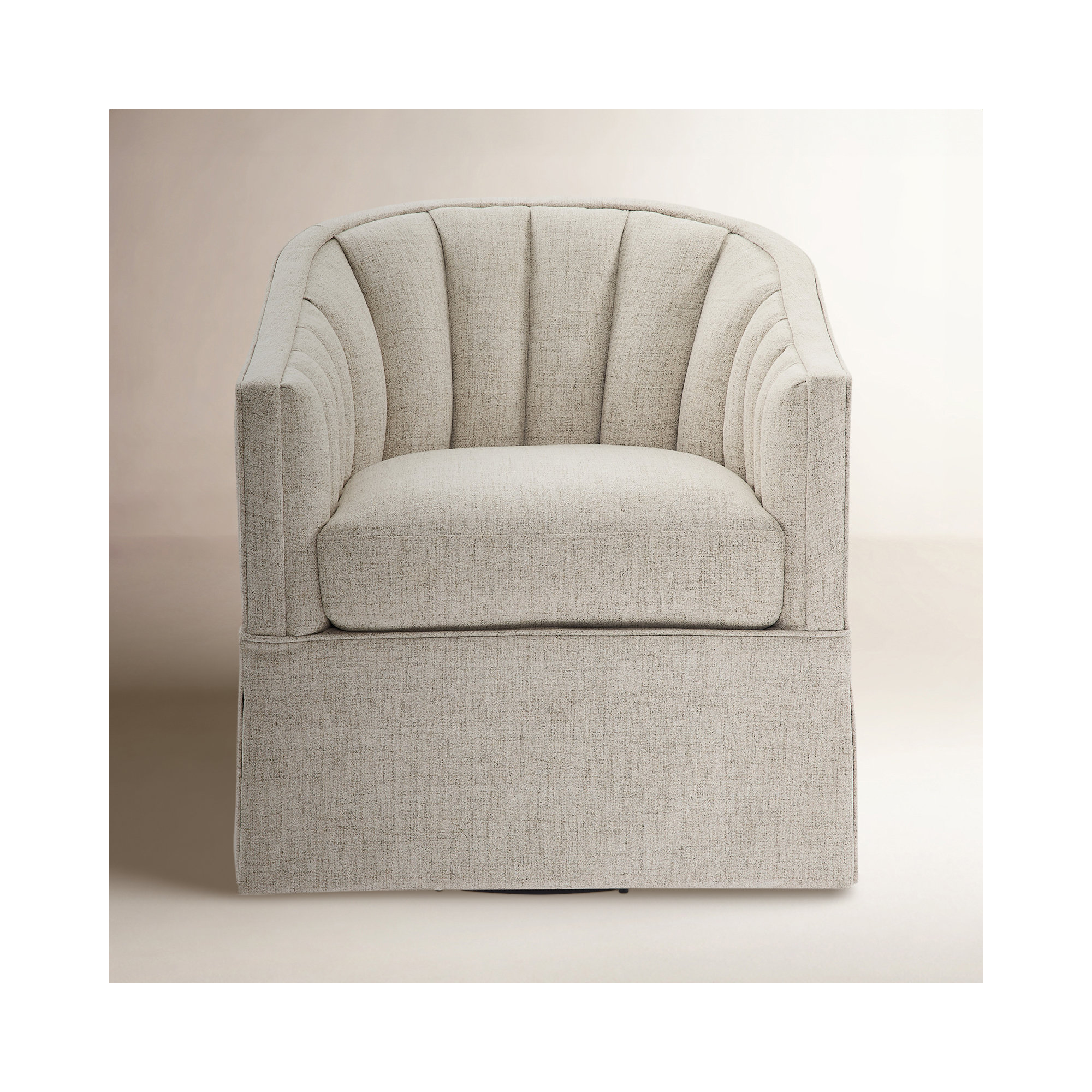 Sanibel Skirted Swivel Accent Chair, Ivory