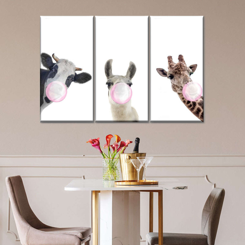Silly Bubble Gum Animaux 3 pièces, H 24 po x l 38 po x P 1,25 po