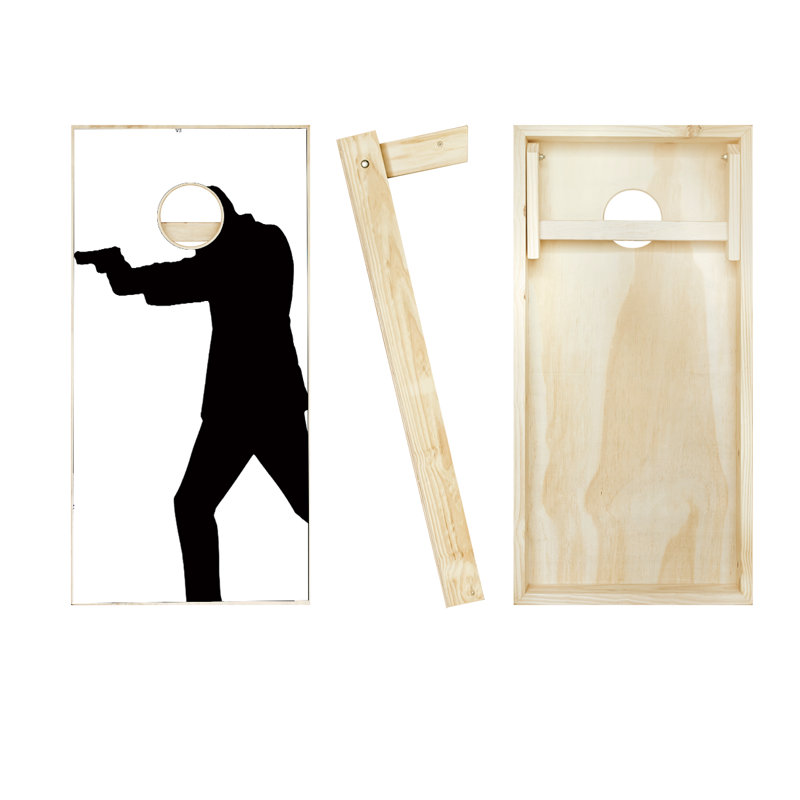 Ensemble de jeu de cornhole en bois massif 2 pi x 4 pi avec sacs, Rouge / royal
