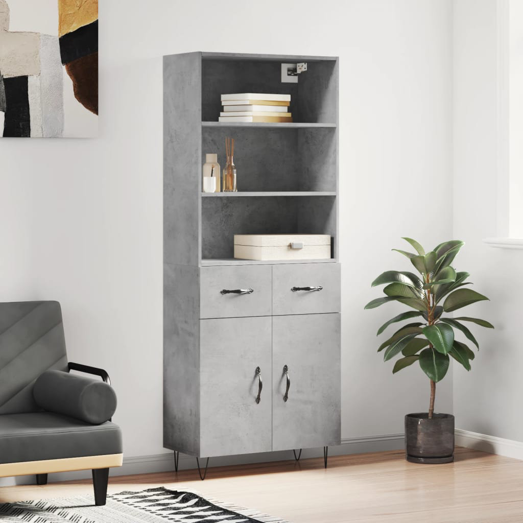 Highboard Grau Sonoma 69,5x34x180 cm Holzwerkstoff