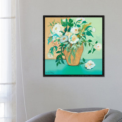 Vase Of White Roses by Robin Maria - Painting on Canvas