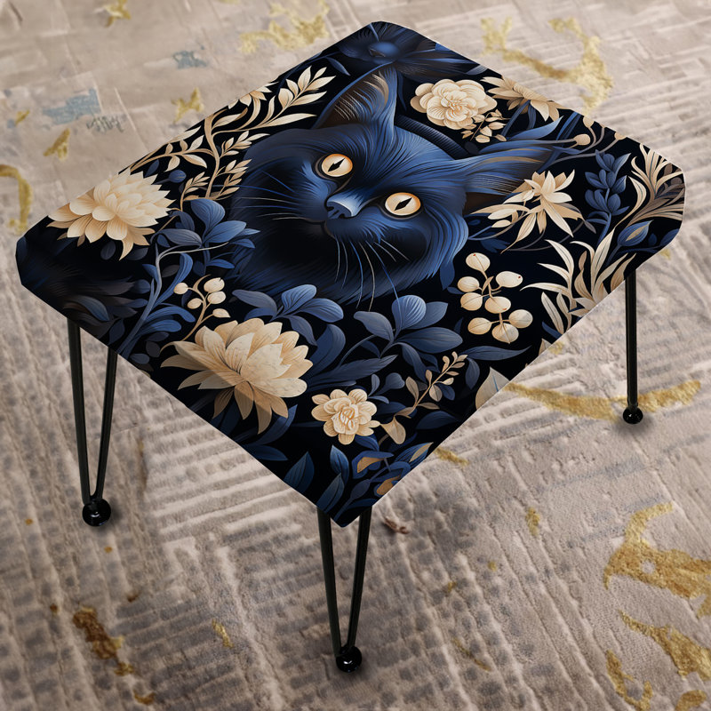 Deep Blue Siamese Cart - Animal Print Rectangle Ottoman