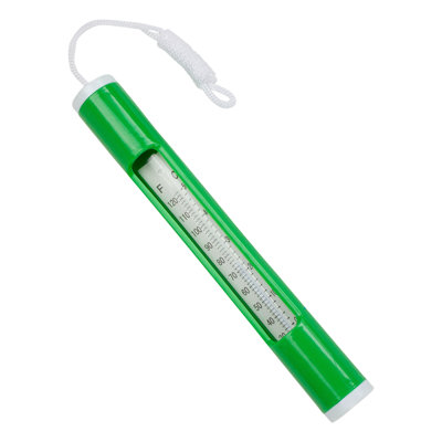 6.75" Green Round Swimming Pool Thermometer With White Cord