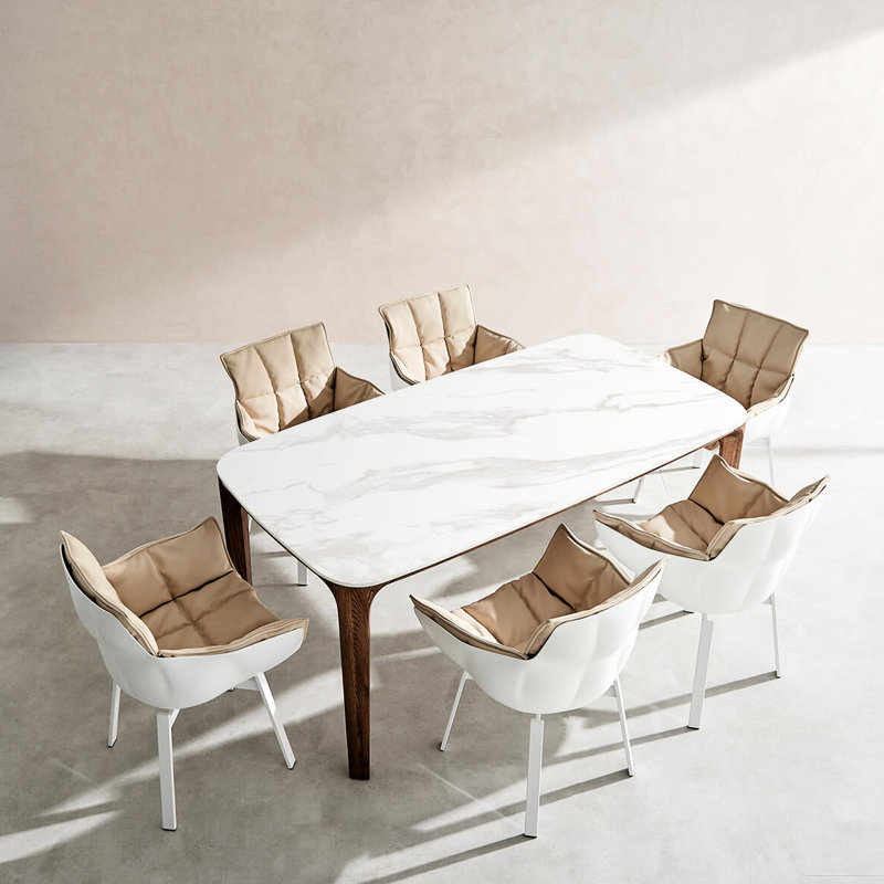 Modern Rectangular Walnut & Ceramic Dining Table / 5.9Ft (Table Only)