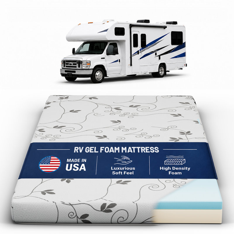 Mappsville High-Density Cooling Gel Memory Foam RV Mattress, Good for Trailers, Camper Vans, 75" x 28", 4"