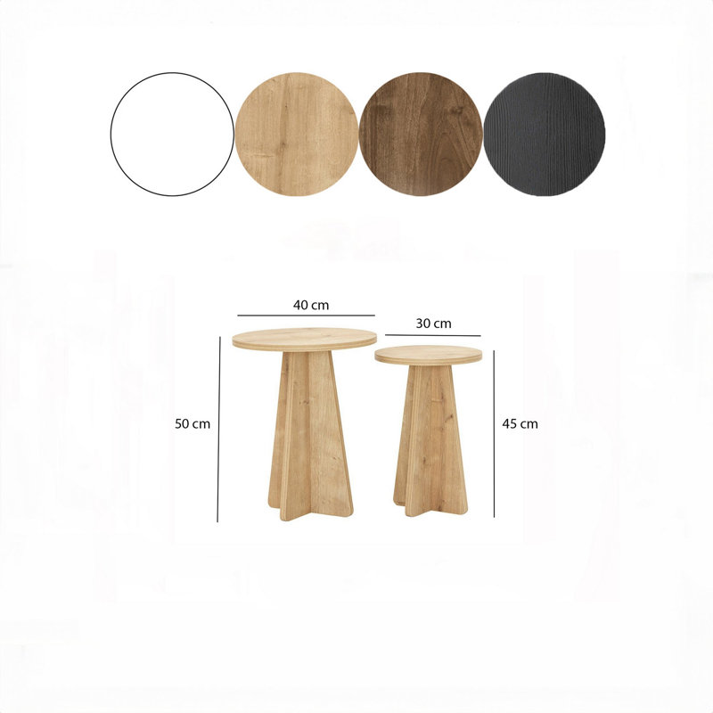 Ensemble de tables basses, Chêne saphir