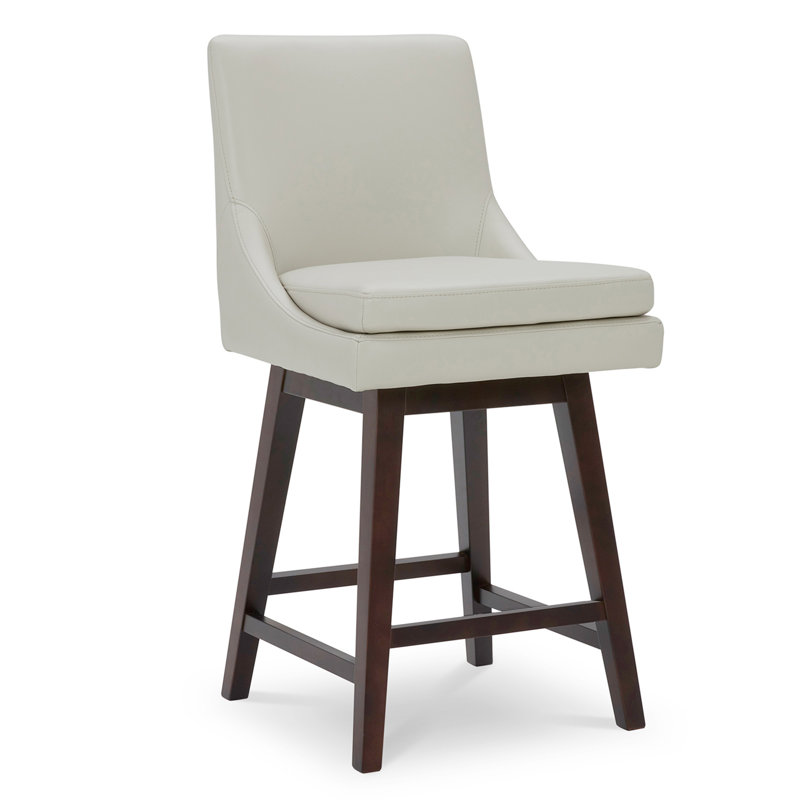 Aleksy Swivel 26'' Counter Stool, Creamy Gray Faux Leather