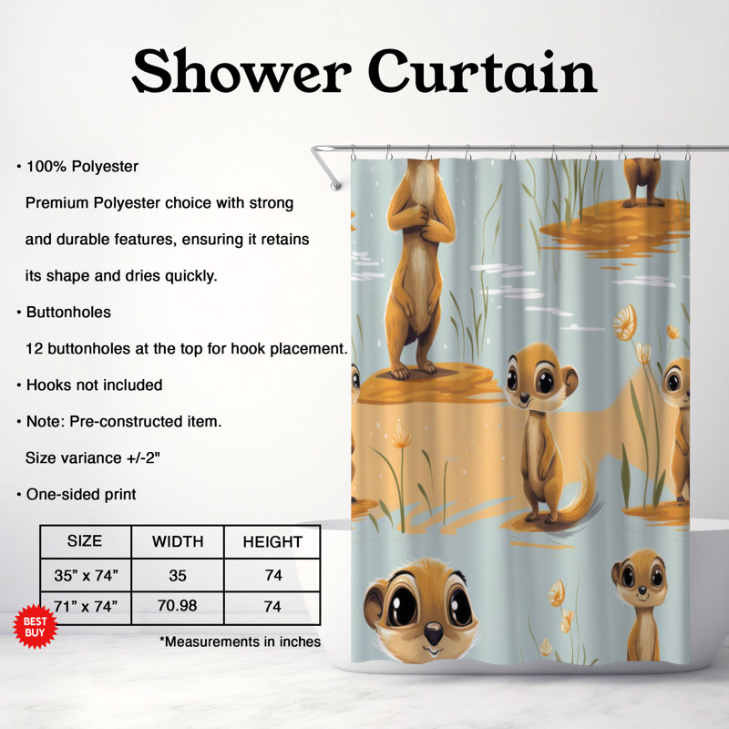 Meerkat Pups - Premium Shower Curtain, 71" W x 74" L