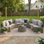 Ensemble de mobilier de patio extérieur modulaire demi-lune 9 pièces, ensemble de patio extérieur avec table basse ronde en verre trempé