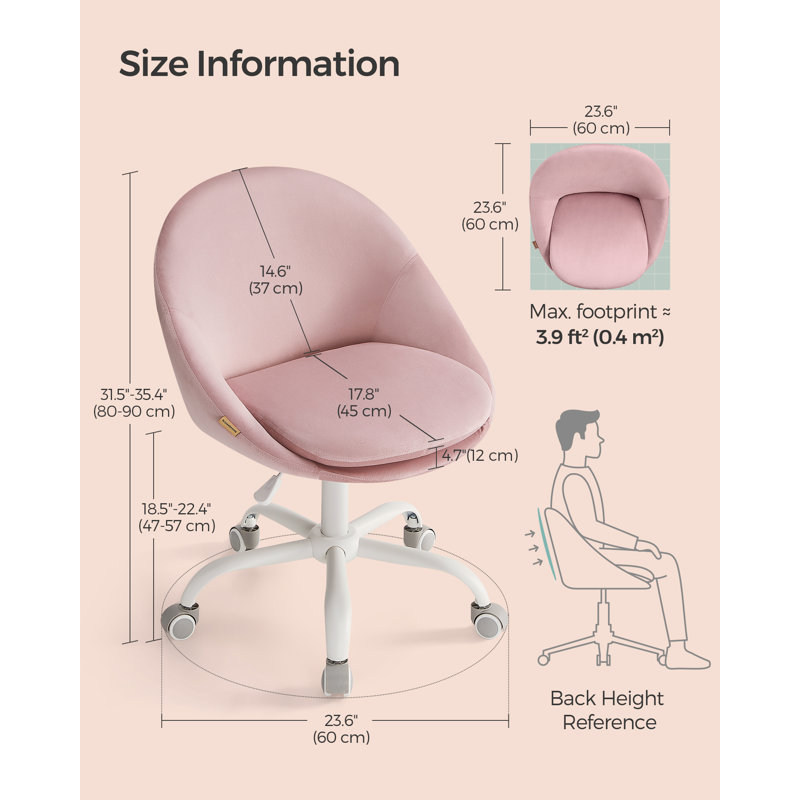 Akon Office Chair, Pink Velvet, White