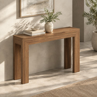 46.96 Inch Narrow Console Table, Modern Walnut Sofa Table Behind Couch for Entryway