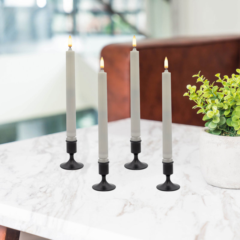 Unscented Flameless Taper Candle - 4 Count, White
